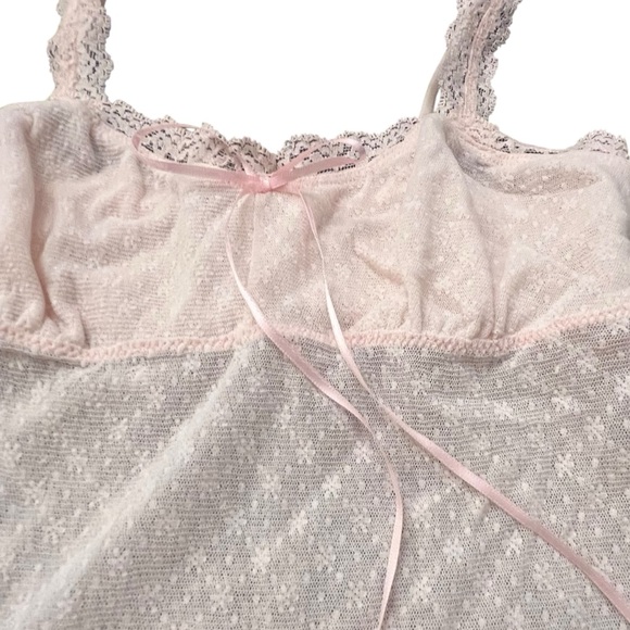 EBERJEY Pale Pink Pajama Tank Top Sheer Small - Medium Ribbon Bow Snowflake - Picture 2 of 12
